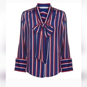 Alice + Olivia Arie Tie-Neck 100% Silk Blouse Women's Size Large